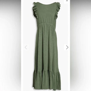 BA&SH // Open-back ruffle-trimmed slub cotton-jersey midi dress